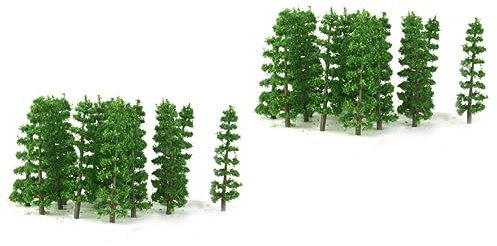 Warmhm 40stücke Kunststoff Tannenbaum Modell Für Landschaftsgestaltung Grüne Dekoration Für Modelleisenbahn Diorama Und Miniatur Gärten