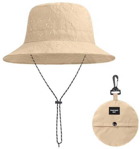AKJAXQU Sonnenhut Damen Herren Fischerhut mit Kinnriemen Wasserdichter Eimer Damen Schnell Dry Packable Hut Sommer Outdoor Aktivitäten