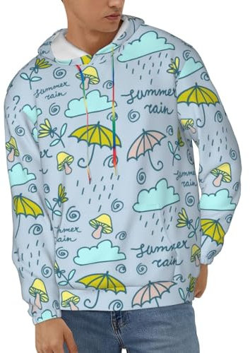 Regentags-Regenschirm-Muster, lässiger Pullover, Kapuzen-Sweatshirt für Herren, langärmelig, athletisches Kapuzen-Sweatshirt für Damen, mehrfarbig, XXL