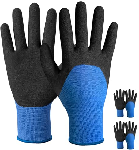 Velway Guanti da Lavoro Uomo - 2 Paia Guanti da Giardinaggio Donna - Resistenti all'Abrasione Rivestiti in Nitrile - Versatile Protettivi per Montaggio Edilizia Meccanica Bricolage - Taglia 8/M