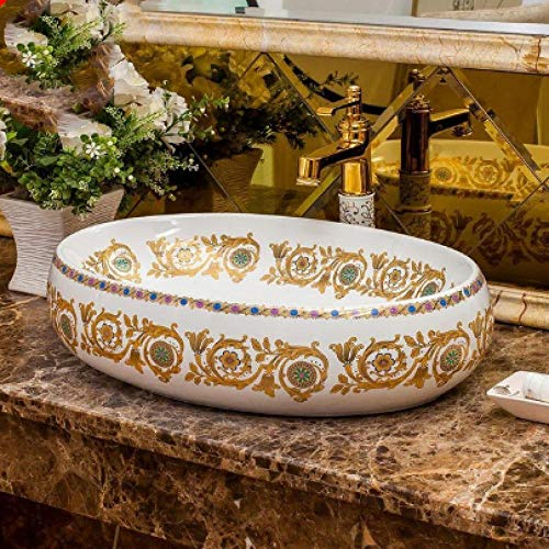 Waschbecken, Aufsatzwaschbecken, Design, Retro-Stil, Kunstwaschbecken, Keramik, Aufsatzwaschbecken, Waschbecken, handgefertigtes Kunstwaschbecken, Badbecken, Oval-C-Set