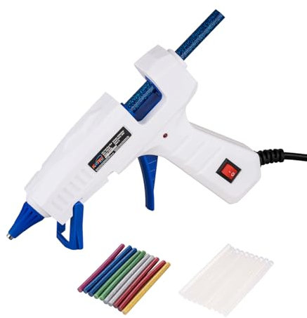 KATSU Tools Hot Glue Gun, 30W Electric Hot Melt Glue Gun with 20PCs 7x100mm Coloured and Clear Glue Sticks, Fast Heating, for DIY Craft Hobby and Home Quick Repairs 323130
