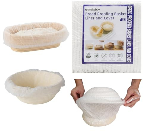 100pcs Disposable Non-Woven Liners Fit 8 9 10 11 12 Round and Oval Sourdough Banneton Bread Proofing Basket Bread Baking Supply