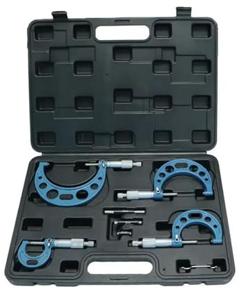 LHSJYG Bügelmessschraube Außenmikrometer-Set, 0–25 mm, 25–50 mm, 50–75 mm, 75–100 mm, 0,01 mm, Mikrometerlehre, Mikrometer-Messwerkzeuge