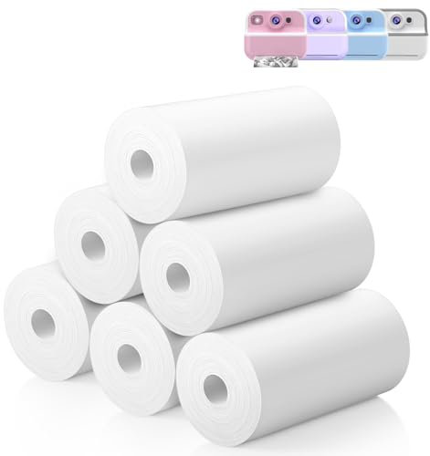 Kids Camera Instant Printing Paper, 6 Rolls Thermal Printing Paper Roll Refill, 57X25mm, HD Printing Photo Printing Paper Set for Most Kids Instant Camera