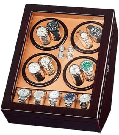 Caja enrolladora automática para relojes con capacidad para 8+5 relojes automáticos,con motores silenciosos japoneses,Caja de Almacenamiento de rotación con pintura de piano de alto brillo,5 Modos