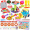 Qintora Juego de Plastilina para Niños, 54 Piezas de Moldes para Crear Hamburguesas, Pizzas y Pasta, Accesorios de Arcilla de Modelado, Incluye 24 Cajas de Plastilina