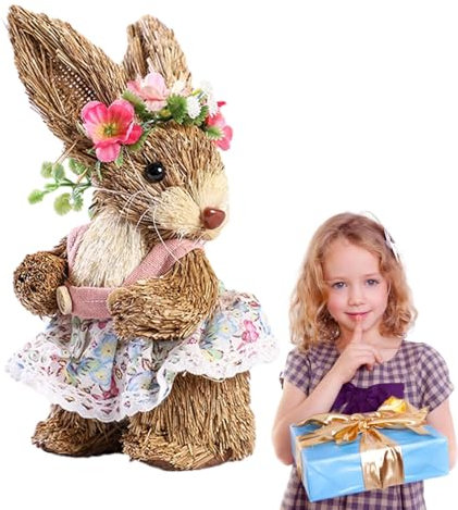 Niesel Conejos de paja de Pascua, decoración de Pascua, conejo de paja, figura de conejo de paja, decoración de mesa, estatua de conejo de Pascua, decoración del hogar, decoración de conejo de Pascua