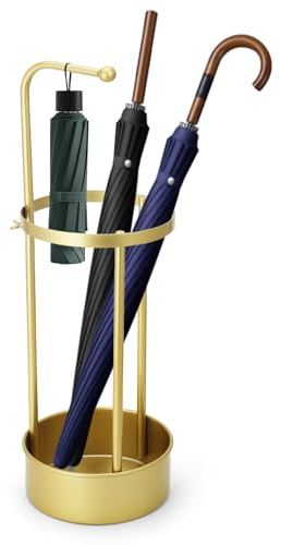 MLDAGF Golden Rust Proof Umbrella Holder, Entrance Drain Umbrella Bucket, Steel Circular Umbrella Holder, Umbrella Storage Rack, Suitable for use in Homes, Offices, Hotel Lobbies （Gold）