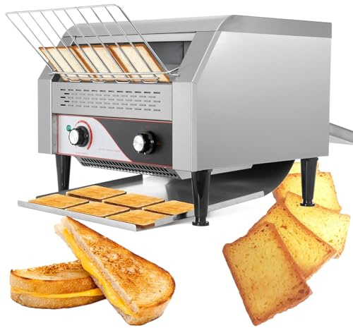 ZEEKYFOR Tostadora de Cinta Transportadora de Encimera de 300 a 450 Rebanadas por Hora, Tostadora de Cinta Transportadora Comercial para Pan, Bollos, Bagels y Alimentos Horneados,450 Slices