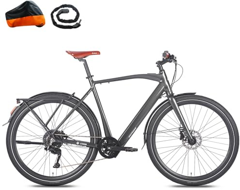 Fafrees F700 E Bike 28 tum, elcykel 250 W 25 km/h, Ebike män 10 Ah batteri, City E-cykel damer vridmomentsensorer, Pedelec hydrauliska skivbromsar, räckvidd 100 km (M, svart)