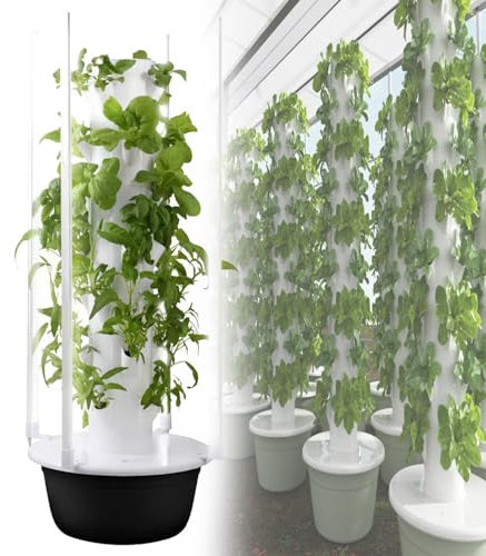 Torre de cultivo hidropónico vertical, torre de cultivo hidropónico sin suelo, jardinera de interior con circulación automática de agua, para invernaderos domésticos, 9 capas verdes + luz para plant