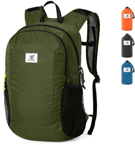 SKYSPER Faltbarer Rucksack 16L mit RFID-Schutz Wanderrucksack klein Rucksack Herren Damen für Wandern Reisen