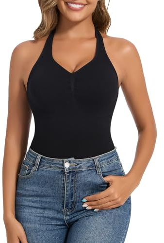 Joyshaper Shapewear Cami Tummy Control Vest Women's Shaping Tops Padded Camisole Compression Tank Tops Black L