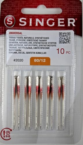 Singer 10 Nähmaschinennadeln Universal 130/705H Stärke 80 für Haushaltsnähmaschinen