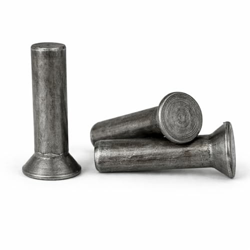 Remaches M6 (6 mm x 24 mm) de cabeza avellanada de acero liso sólido DIN661 para montaje mecánico y metálico - D07B