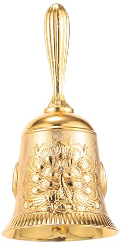 FIXOSHEE Campana de Mano Vintage Pavo Real Timbre Llamada Sonido Claro Campanilla Ligera y Resistente para Uso Escuela Restaurante y Decoración