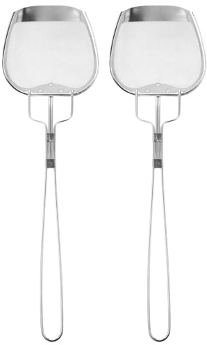 JECOMPRIS 2 cucharas coladoras de acero inoxidable: espumadera cuadrada y plana para aceite - colador para freír alimentos en la cocina
