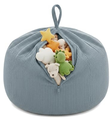 Gutekissen® Sitzsack Kinder- Bezug für Stofftiere 85×85×50 cm - Spielzeug Aufbewahrung für Kinderzimmer - Kuscheltier-Organizer für Plüschtiere & Decken Oeko-Tex Stoff, Reißverschluss (Blau)
