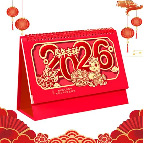 Calendrier De Bureau 2026 | Planificateur Mensuel Chinois | Calendrier Du Nouvel An Lunaire Planificateur Quotidien - Pour Famille Amis Collègues Salon Bureau Domicile Étude