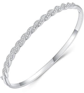 Homxi Armband Weißgold 9K für Damen, Geometrisch mit Moissanit, 20 CM Lang, Silber Armband Damen