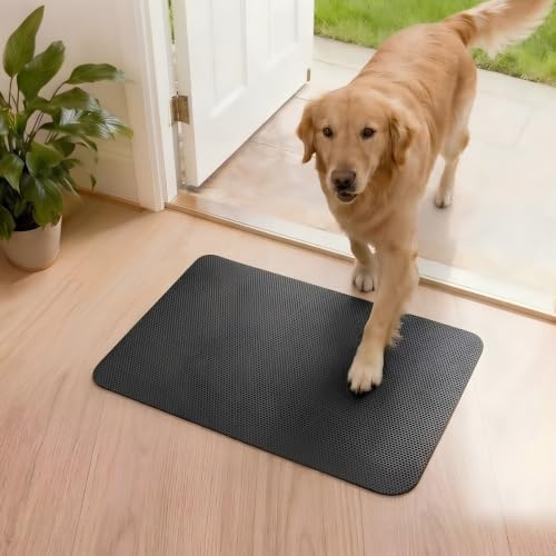 cocofy Fußmatte dünn innen unter 1 mm, selbstklebend – Ultra dünne Fußmatte, Anti-Rutsch unter Tür, flach & zuschneidbar, schwarz, 60 x 40 cm