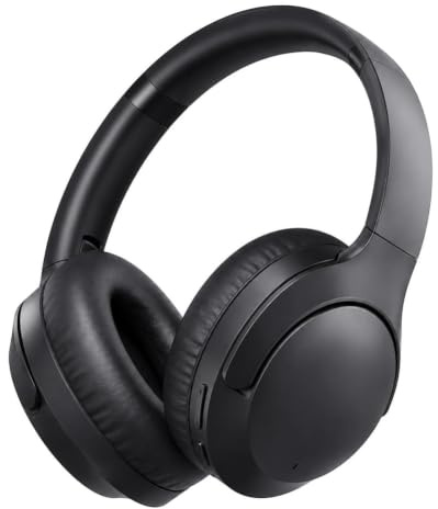 Caijin Auriculares Inalámbricos Bluetooth con Cancelación de Ruido Activa, Diadema Plegables con Micrófono, Inalámbricos y Cableados, Bluetooth 5.4, para Viaje, Trabajo, Deporte y Gaming (Negro)