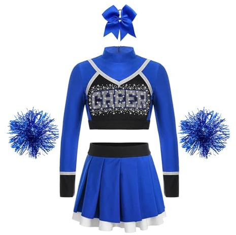 DUBTEDHOU Cheerleader-Uniform, Cheerleading-Uniformen-Set for Mädchen, Größen 6–16, mehrfarbig(B Blue,12)