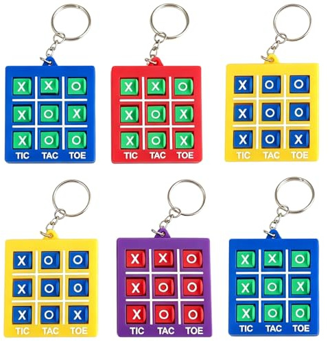 6er Set Tic Tac Toe Schlüsselanhänger - Mitbringsel Kindergeburtstag Mini Fidget Toy Spielzeug, Gastgeschenke für Jungen & Mädchen, Schlüsselanhänger Kinder für Geburtstagstüten, Bunt