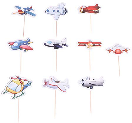 Amosfun 10 Stück Flugzeug Kuchen Topper Cake Cupcake Picks Kuchendeko Tortendeko für Kinderparty Baby Mädchen Kinder Geburtstag Party Deko