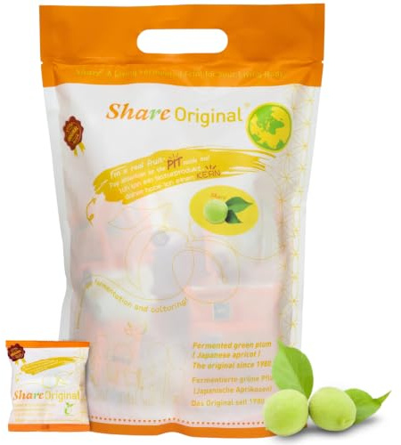 Share Original fermenterat grönt plommon jap. aprikos 500g, fermenterat plommon 500g månadskur, smakar härligt sötsyrligt, vegan, laktosfri