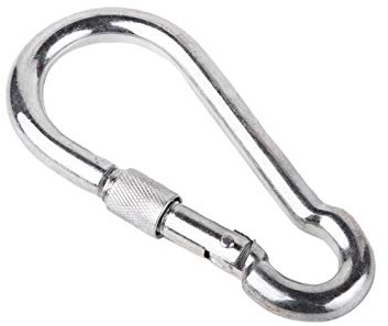 (4 Stück) Karabiner aus verzinktem Stahl 4 x 40 mm DIN 5299D Federschnappschlüssel Kettenclip Haken Schraubverschluss mit Schraubverschluss (4)