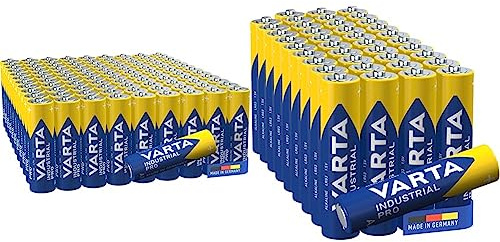 VARTA Piles AA, lot de 100, Industrial Pro, Batterie Alcaline, 1,5V, pack de stockage en emballage écologique & Piles AAA, lot de 40, Industrial Pro, Batterie Alcaline, 1,5V