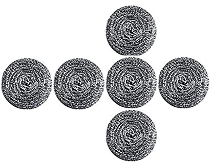 DKKO Stainless Steel Scourers Cleaning Ball Metal Scouring Pads for Kitchens Bathroom Steel Wool Scrubber to Cleaning Dishes Pots Pans Ovens Grills, 6PACK