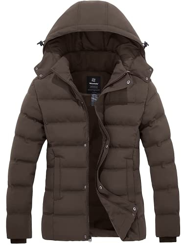 Wantdo Giacca Invernale da Donna Cappotto Corto e Caldo Giacca Trapuntata Spessa Giacca Antivento con Cappuccio Staccabile Cappotto Imbottito Cachi S