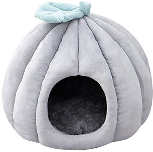 DHGTEP Tiefschlaf Schlafsack Warme Katze Höhle Bett mit Kapuze Im Winter Donut Hundebett Zwinger Haus Cuddler für Kleine Mittlere Katzen Hunde Welpe Kaninchen (Farbe : Grau, Größe : 47x47x37cm)