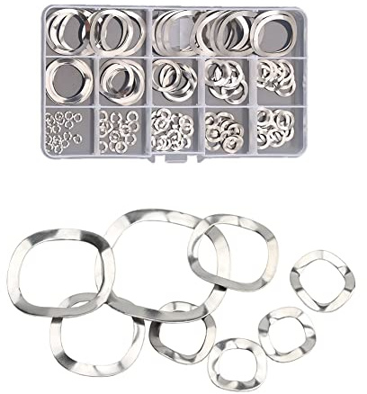CONPHERON 145 Piezas arandela ondulada de acero inoxidable, Lavadora de ola, Juego surtido de arandela de resorte M3 M4 M5 M6 M8 M10 M12 M16 M19 M23 M25 M27