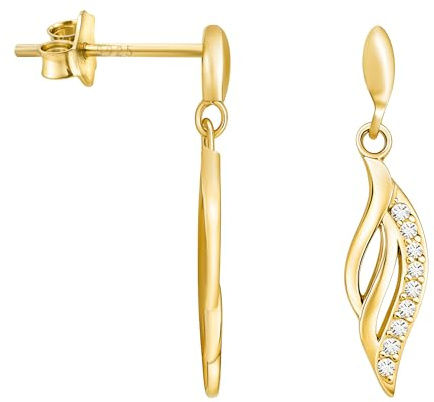 SOFIA MILANI - Damen Ohrringe 925 Silber - vergoldet/golden & mit Zirkonia Steinen - Flügel Ohrhänger - E1681
