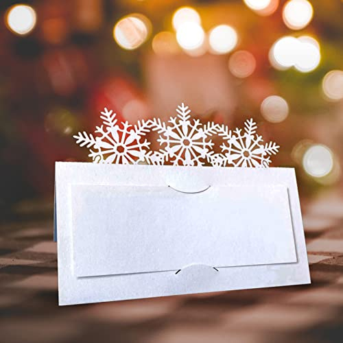iKesoce 30 Pezzi Segnaposti di Fiocco di Neve Cartellini Segnaposto da Tavolo Matrimonio Segnatavolo Carta per Comunione Battesimo Festa Compleanno