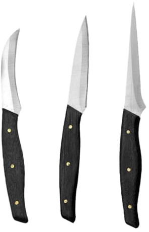 Luxshiny Set di Coltelli da Intaglio Frutta 3 Pezzi Manico in Legno | Acciaio Inossidabile, Colore Caffè, per Frutta e Verdura, Uso in Hotel e Ristorante