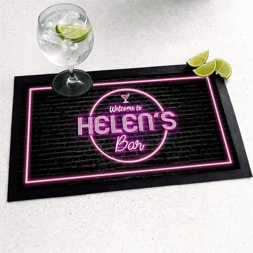 Barläufer-Matte, personalisierbar, Pink Neon, Cocktailparty, Hausbar-Zubehör