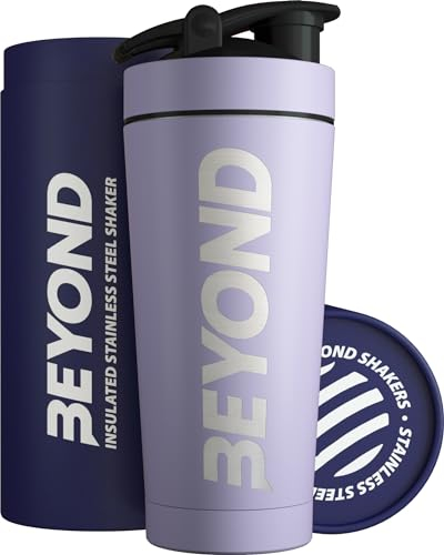Beyond Fitness Premium Insulated Stainless Steel Protein Mixer Shaker Supplement Bottle - Metal and BPA Free Pink