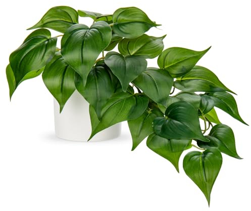 Hollyone Plantes artificielles en pots en céramique, faux pothos de jade décoratifs, plantes d'intérieur réalistes pour décoration intérieure, salle de bain, salon, cuisine, étagère