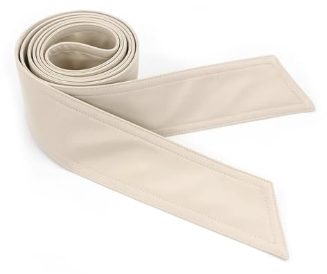 Inzegao - Cintura fascia in morbida pelle per donna, con chiusura a fiocco, per abiti, giacca in pelle, cintura da vita, Beige, Medium