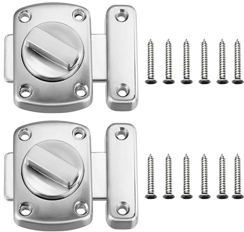 Door Bolt Latch for Internal Doors Bathroom Bedroom Pack of 2 | Stainless Steel Sliding Lock; For Cupboard Cabinet Window Barn Garage Garden