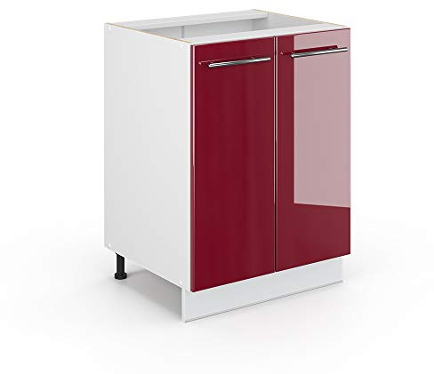 Vicco Midischrank Fame-Line, Bordeaux Hochglanz, 60 x 82 cm | ohne Arbeitsplatte, zur Aufbewahrung von Badutensilien und Reinigungsmitteln