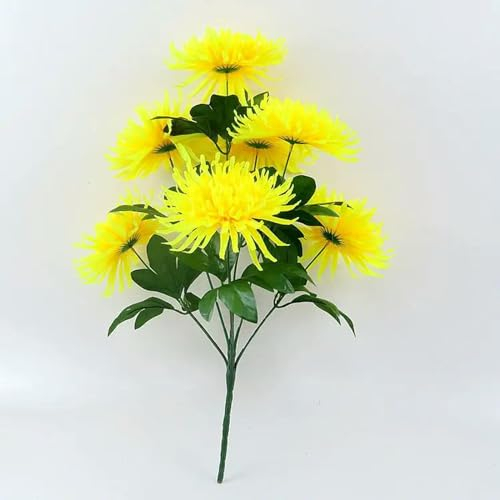 TVIVID Künstliche Chrysanthemen, mitteldicker Stiel, großer Strauß, künstliche Blumen, 7 Köpfe, Chrysanthemen, 55 cm