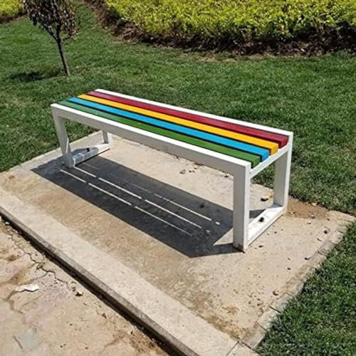 Park Robuste Sitzbank, Gartenbänke, Terrassensitz, Metall, Gusseisen, Massivholz, Lattenrost, 2–4-Sitzer, Innen-/Hof-Möbelbänke (Größe: 150 cm, Farbe: Weiß)