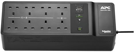 APC UPS for Home, 1050VA UPS Battery Backup with AVR, 8x British BS1363A outlets, (2) USB Charger Ports, Back-UPS Uninterruptible Power Supply, BE1050G2-UK