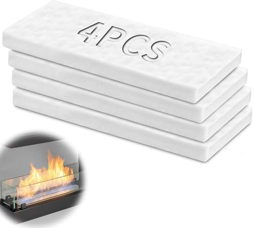 TXXATX 4 Pièces - Spugna in lana di ceramica, 300 x 100 x 25 mm, per bioetanolo, prolunga la durata del fuoco, per caminetto a bioetanolo, bruciatore a etanolo